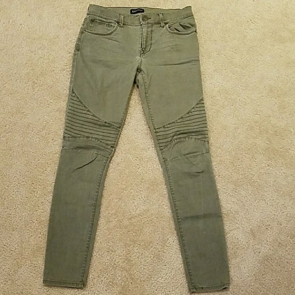 olive green moto jeggings